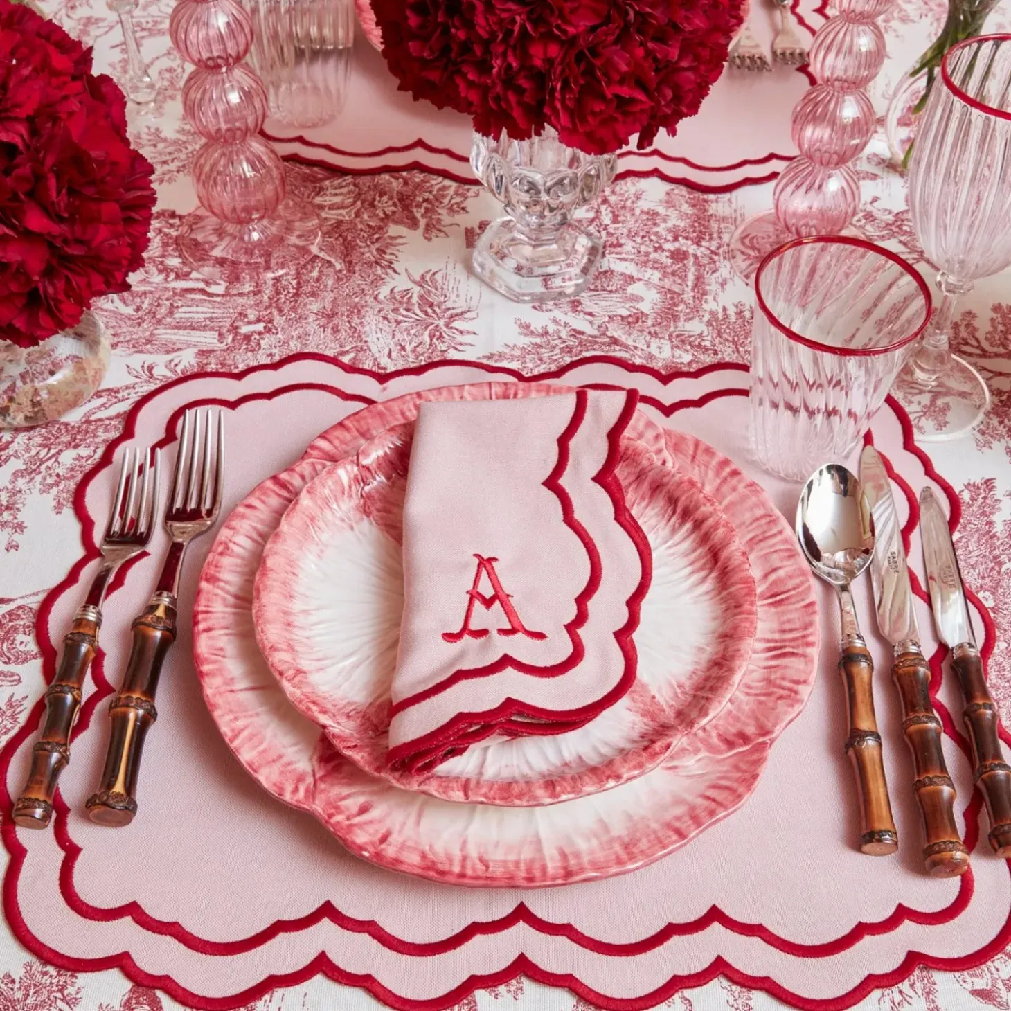Valérie Pink Placemats & Napkins (Set of 4)