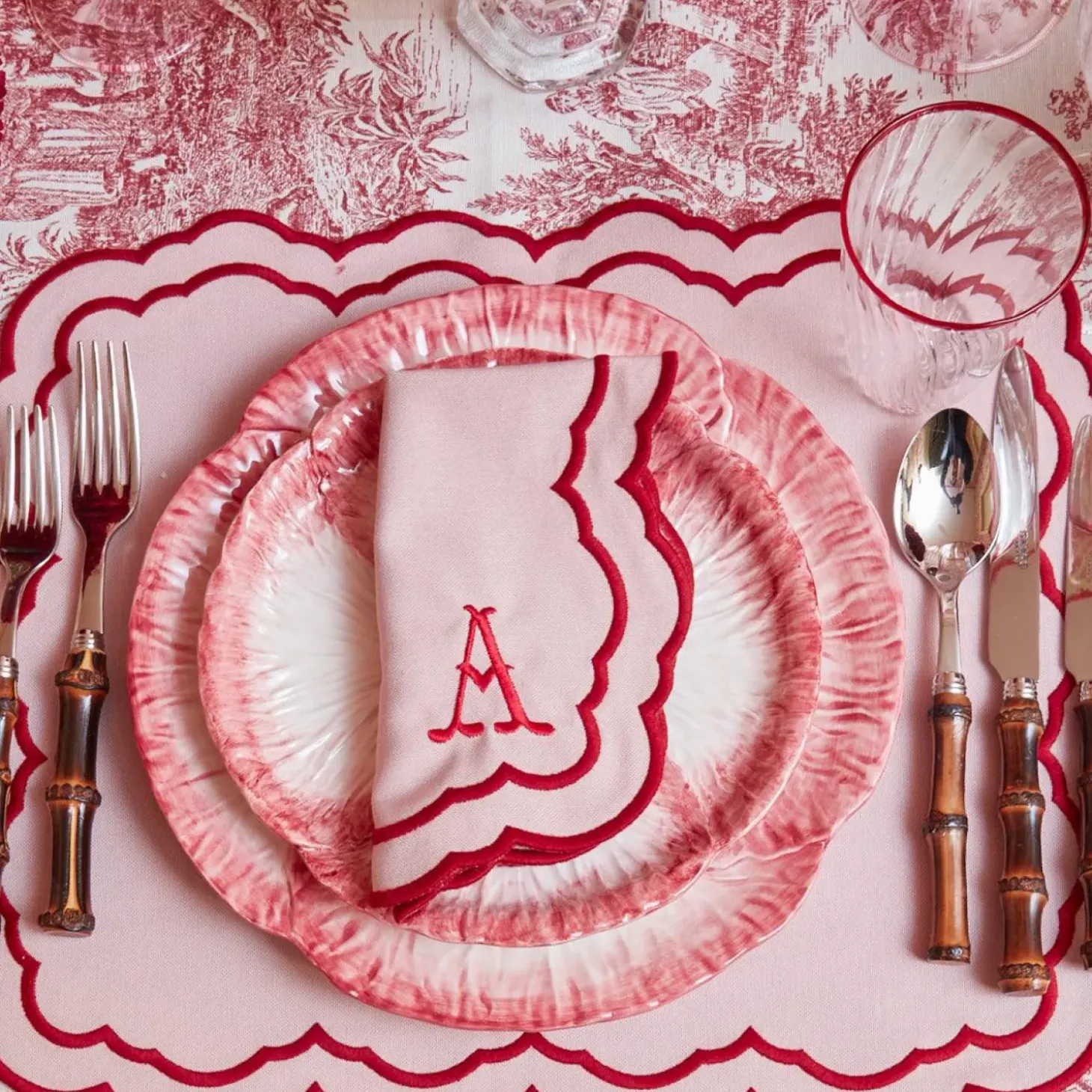 Valérie Pink Placemats & Napkins (Set of 4)