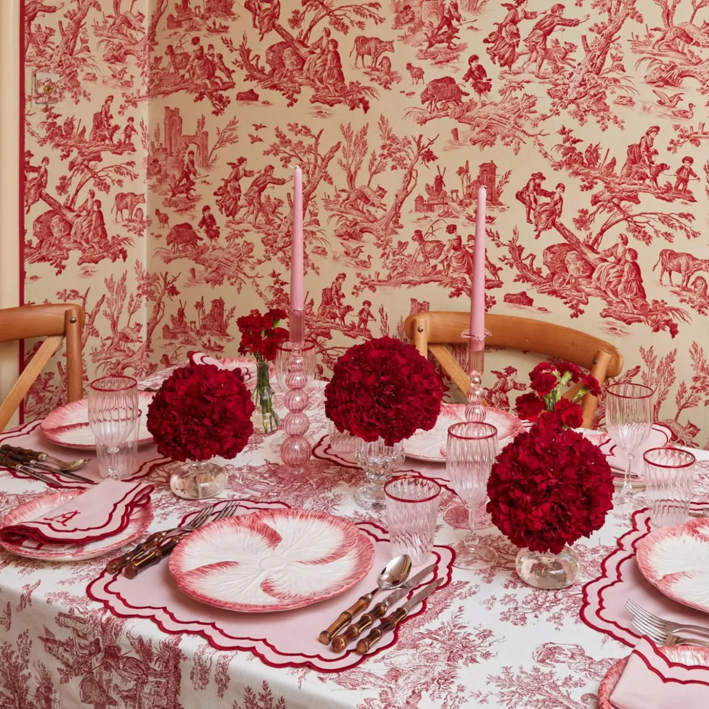 Valérie Pink Placemats & Napkins (Set of 4)