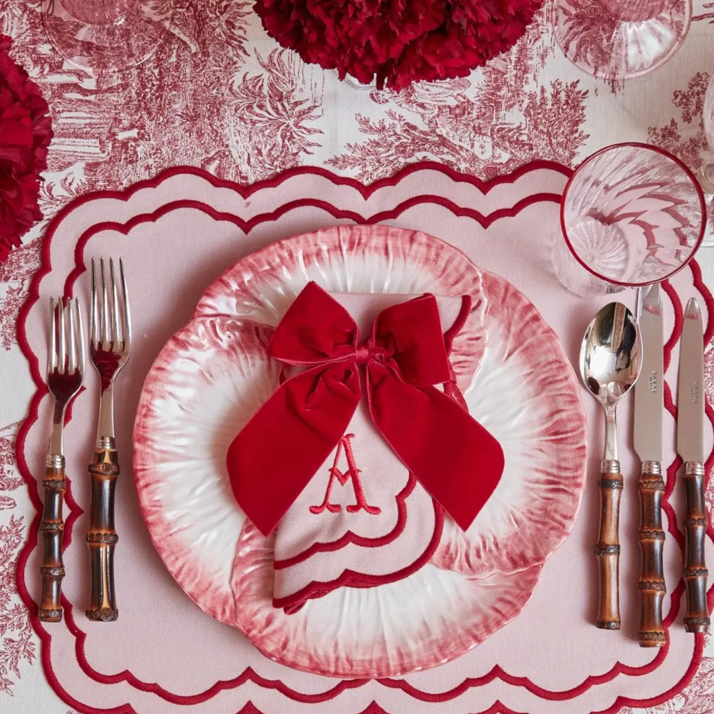 Valérie Pink Placemats & Napkins (Set of 4)