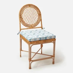 Vivienne Rattan Chair with Ikat Seat Pad Cushion