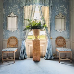 Vivienne Rattan Chair with Ikat Seat Pad Cushion