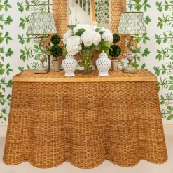 Vivienne Rattan Scalloped Console Table