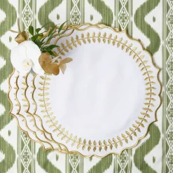 White & Gold Laurel Placemats (Set of 4)
