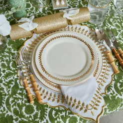 White & Gold Laurel Placemats (Set of 4)
