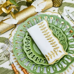 White & Gold Laurel Placemats & Napkins (Set of 4)