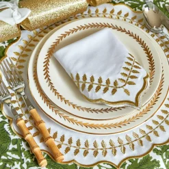 White & Gold Laurel Placemats & Napkins (Set of 4)