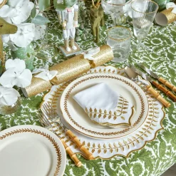 White & Gold Laurel Placemats & Napkins (Set of 4)