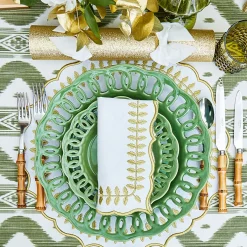 White & Gold Laurel Placemats & Napkins (Set of 4)
