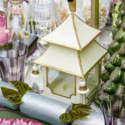 White & Gold Pagoda Lantern Set