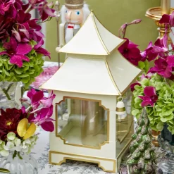 White & Gold Pagoda Lantern Set