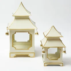 White & Gold Pagoda Lantern Set