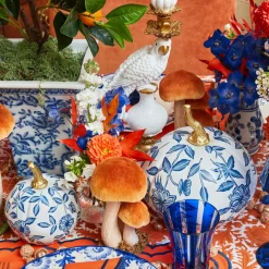 White Chinoiserie Tole Pumpkin (Pair)