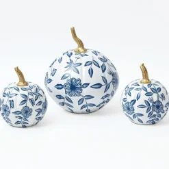 White Chinoiserie Tole Pumpkin Family