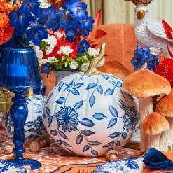 White Chinoiserie Tole Pumpkin Family