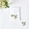 White Embroidered Skier Napkins (Set of 4)