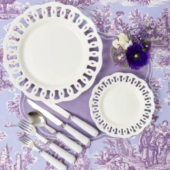 White Lace Dinner & Starter Plates (Set of 8)