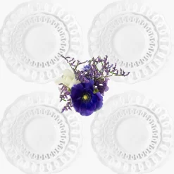 White Lace Dinner & Starter Plates (Set of 8)