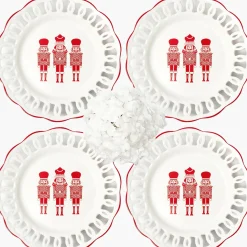 White Lace Nutcracker Dinner Plates (Set of 4)
