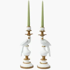 White Parrot Candle Holder (Pair)