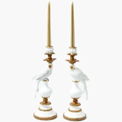 White Parrot Candle Holder (Pair)