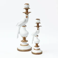 White Parrot Candle Holder (Pair)