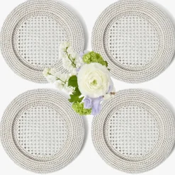 White Rattan Charger Plates (Set of 4)
