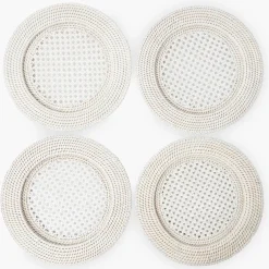 White Rattan Charger Plates (Set of 4)