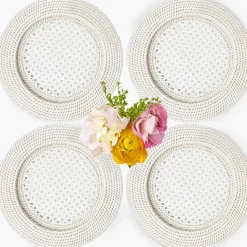 White Rattan Charger Plates (Set of 4)