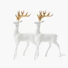 White Reindeer with Gold Antlers (Pair) - 33cm