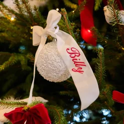 White Velvet Christmas Tree Bows (Set of 6)