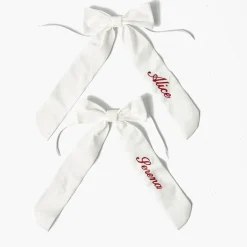 White Velvet Christmas Tree Bows (Set of 6)