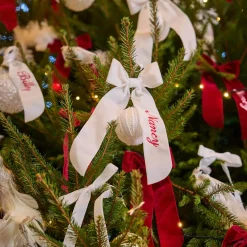 White Velvet Christmas Tree Bows (Set of 6)