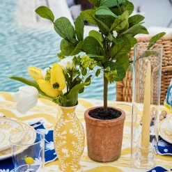 Yellow Hand Painted Tole Bud Vases (Set of 3)