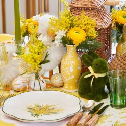 Yellow Hand Painted Tole Bud Vases (Set of 3)